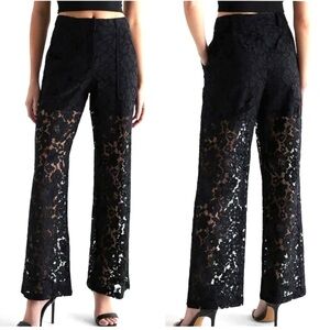 Express Black High Waist Wide Leg Trouser Pants Size 10 Long New